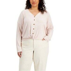 Hippie Rose Juniors Trendy PlusSize Twist-Front Top, Hush Pink, 1X